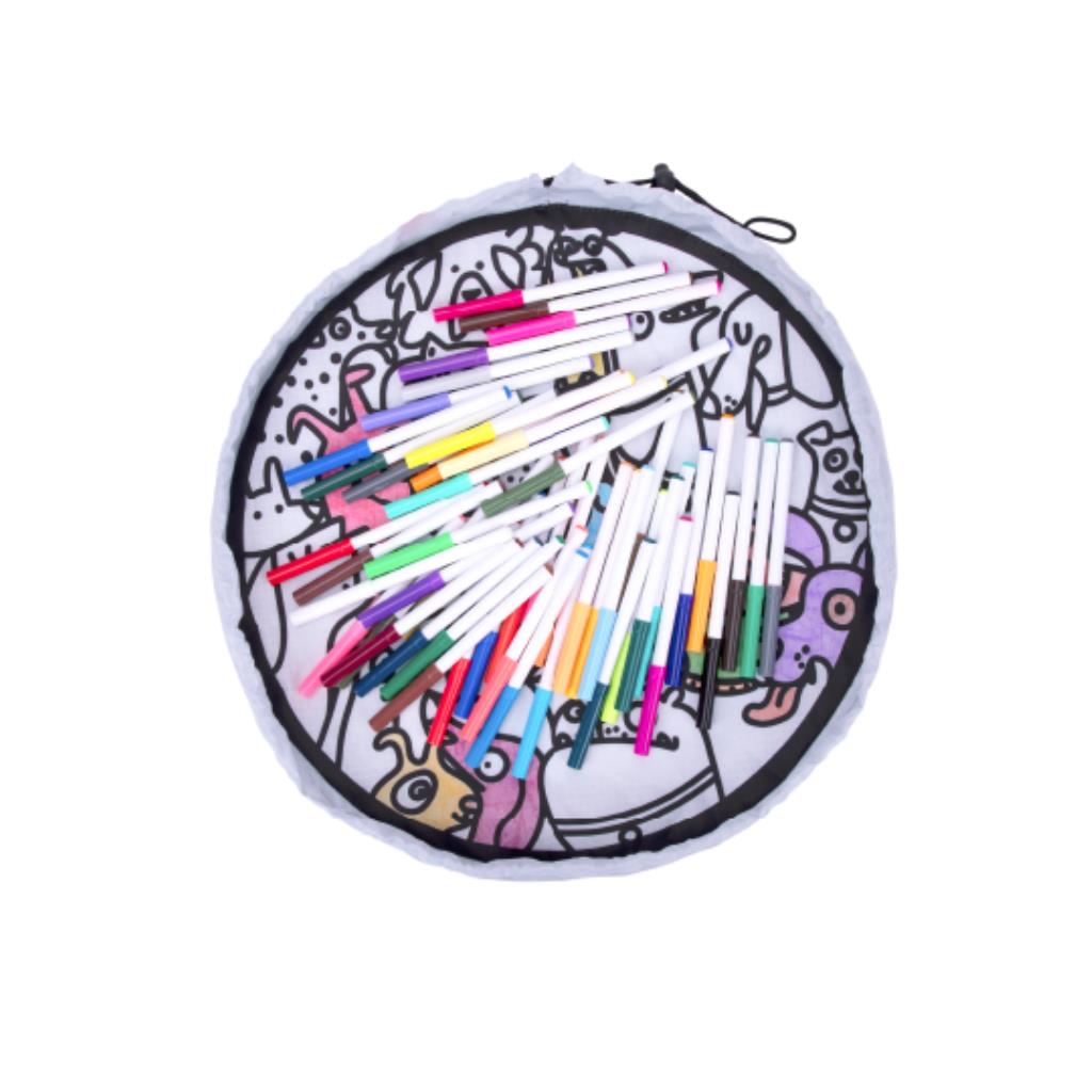 Kids Coloring Play Mat with Color Markers